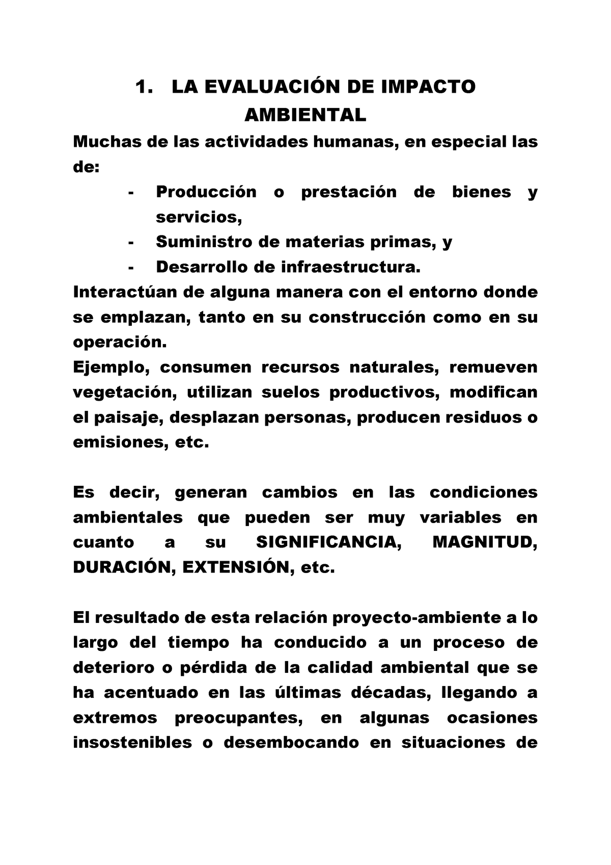 2. Generalidades DE LA Evaluación DE Impacto Ambiental.docx Parte 1 - 1 ...