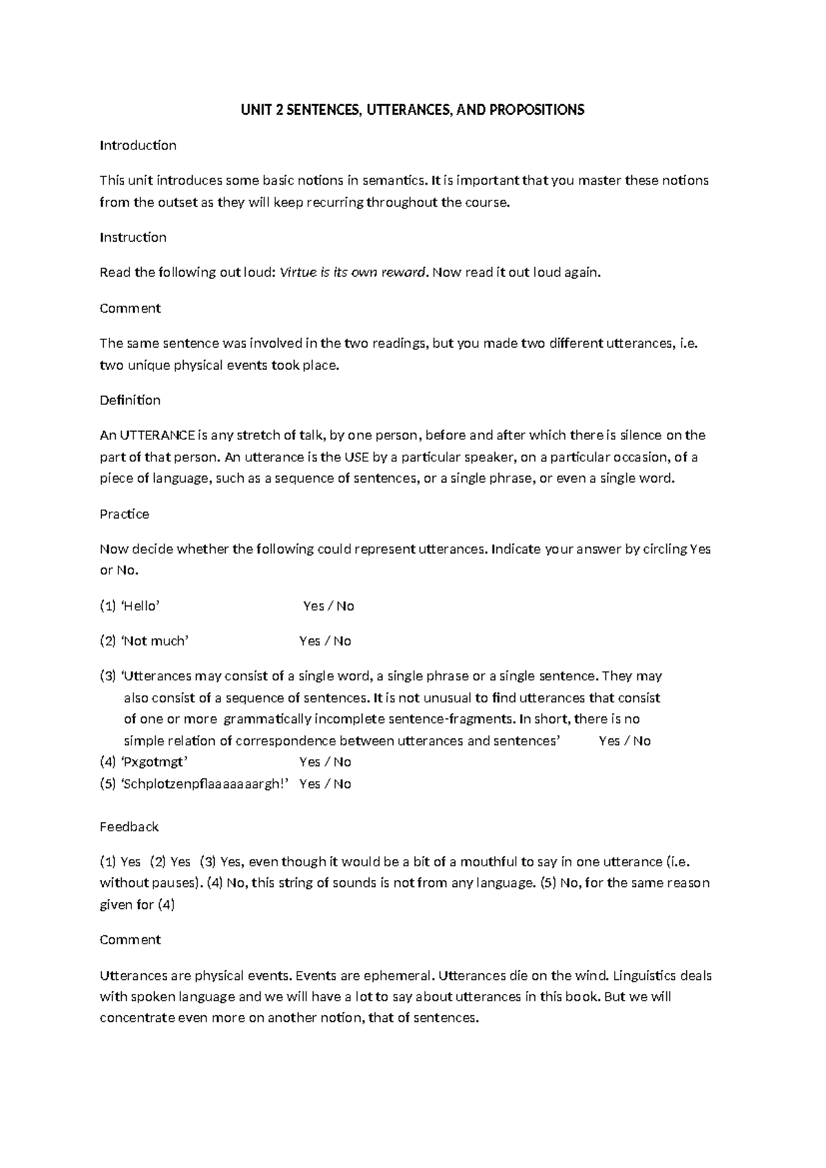 Unit 2 Sentences Utterances And Propositions - UNIT 2 SENTENCES ...