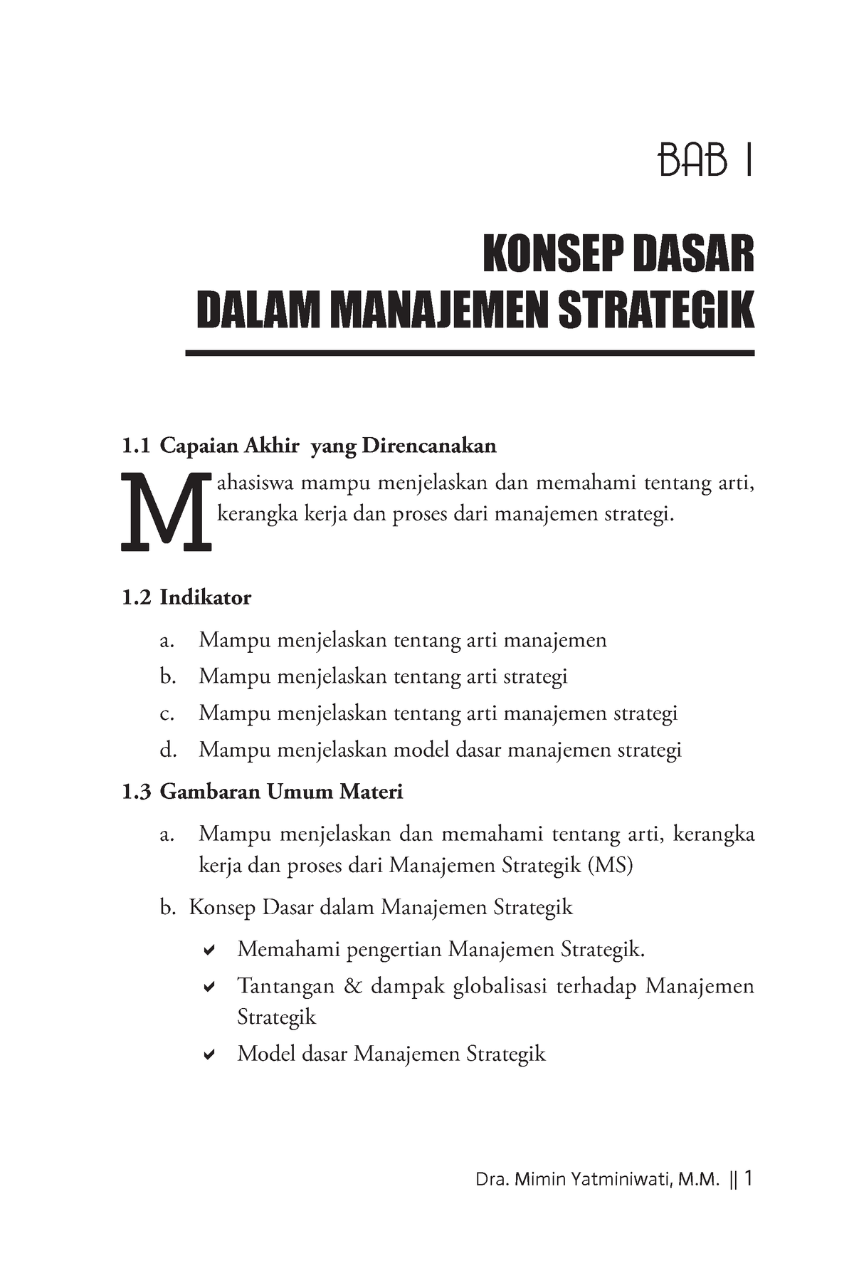 2. Manajemen Strategi - Dra. Mimin Yatminiwati, M. || 1 KONSEP DASAR ...