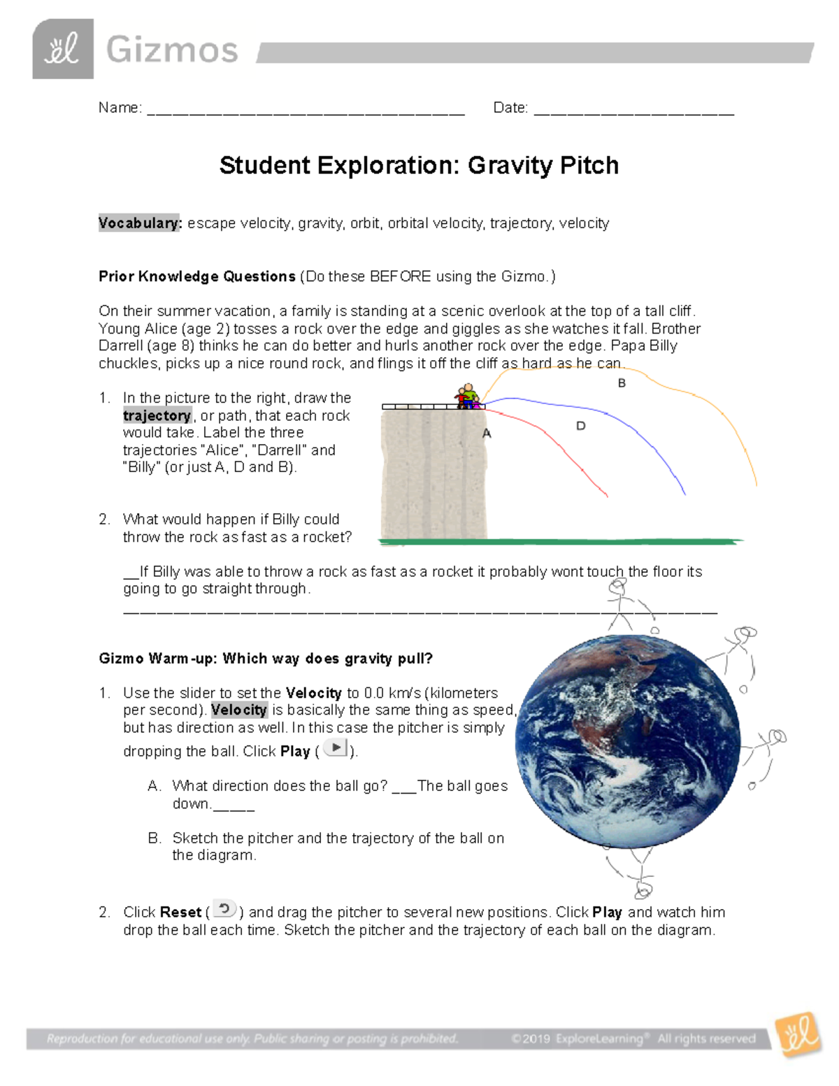 Gravity Pitch SE - Name: ______________________________________ Date