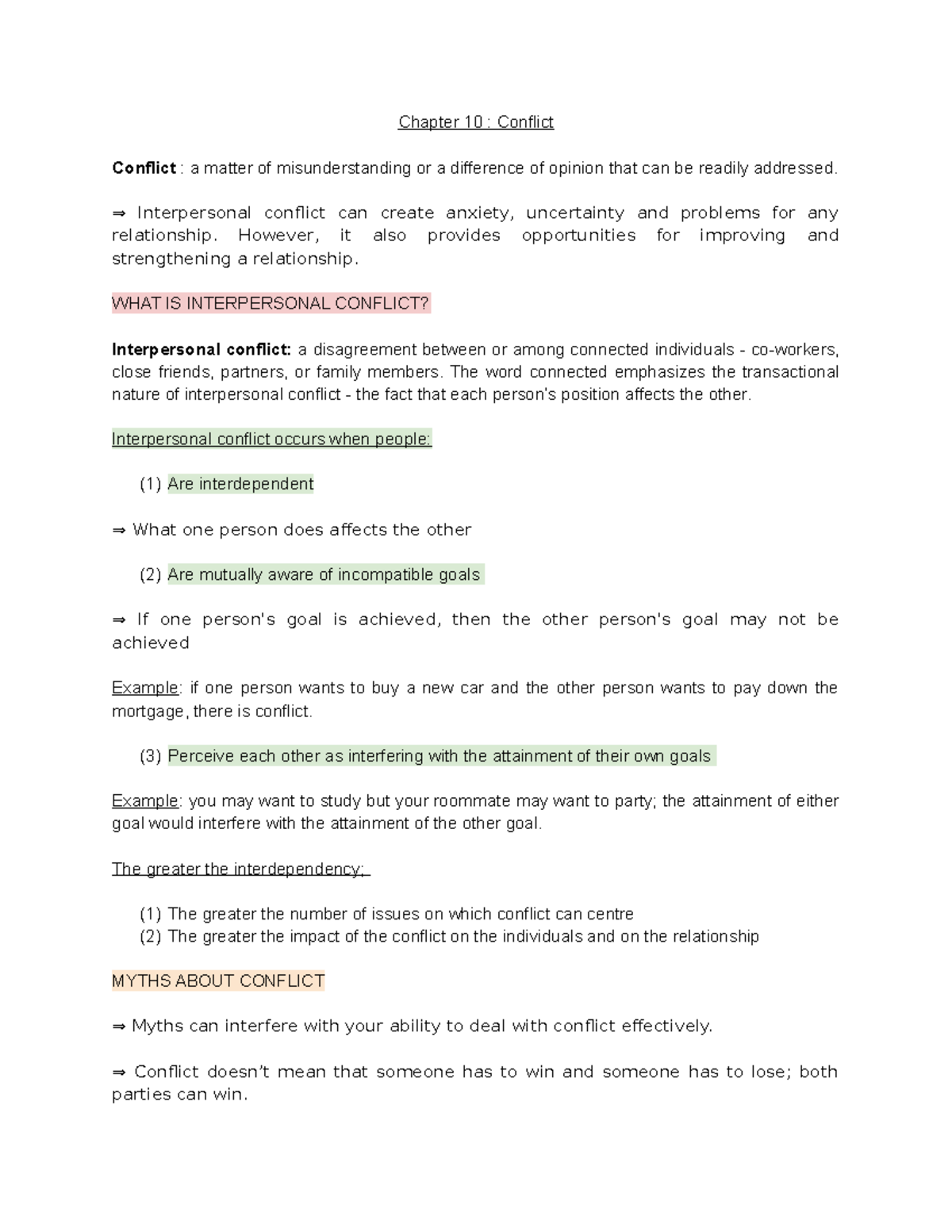 Chapter 10 Interpersonal Communication and Conflict - Chapter 10 ...