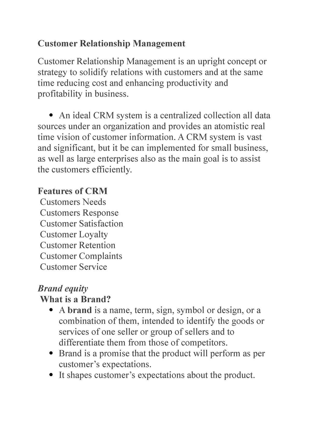 customer relationship management thesis paper