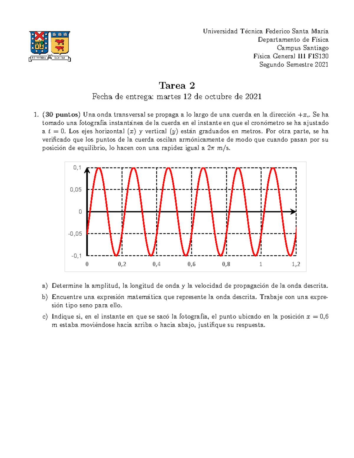 Tarea 2 FIS130 2021_S2 Ondas Y Oscilaciones - Física - Universidad ...