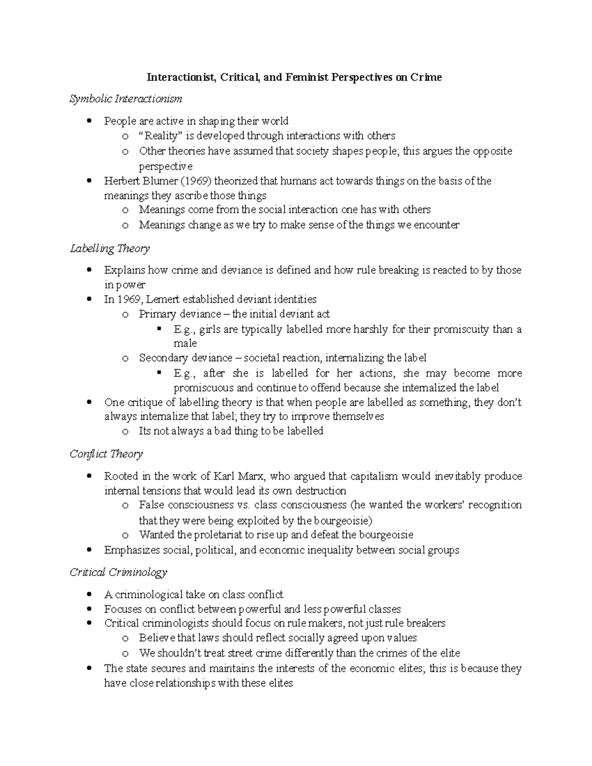 Lesson 7 - Interactionist, Critical, and Feminist Perspectives on Crime ...
