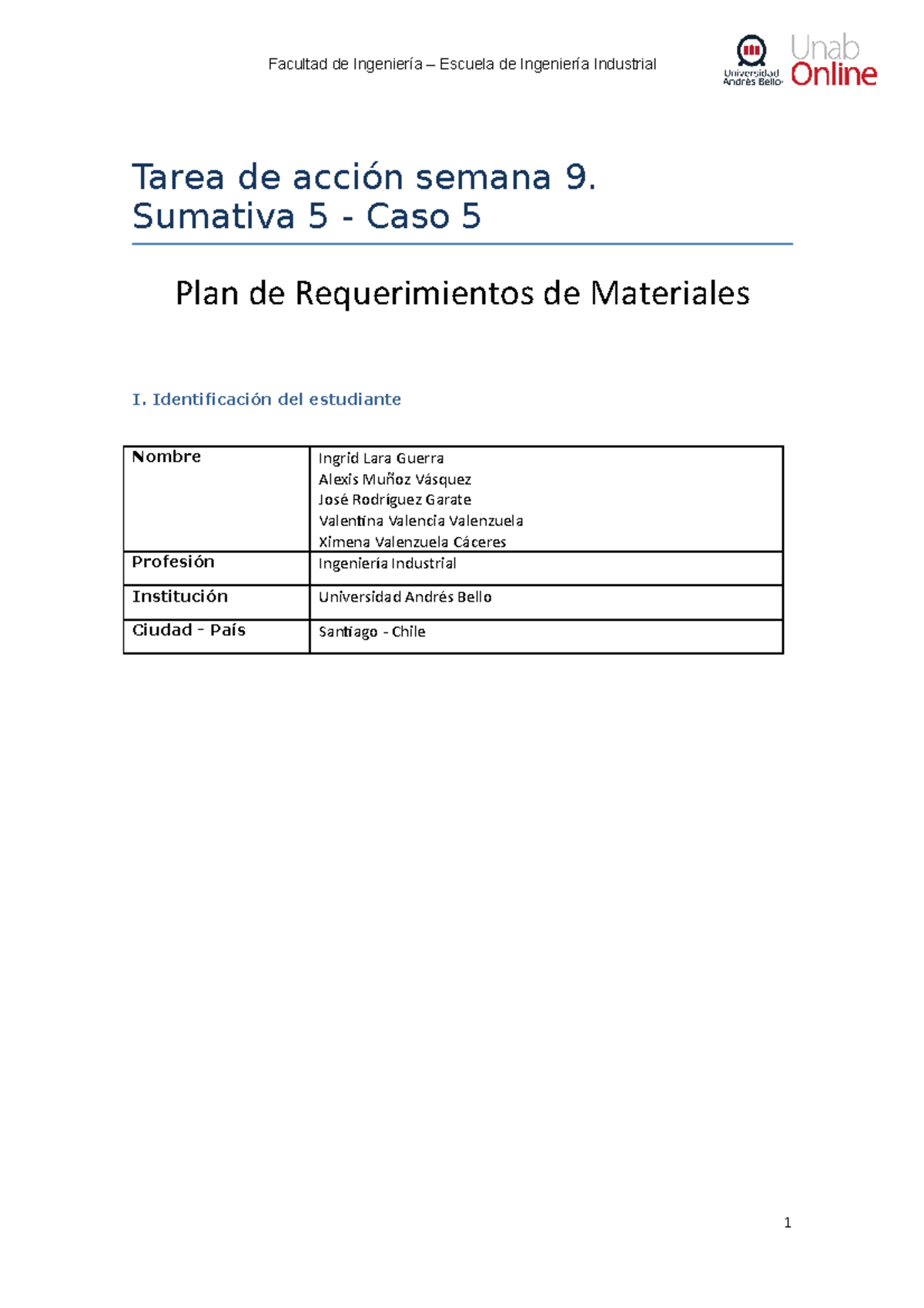 Aind3206 s9 entregable - Facultad de Ingeniería – Escuela de Ingeniería ...