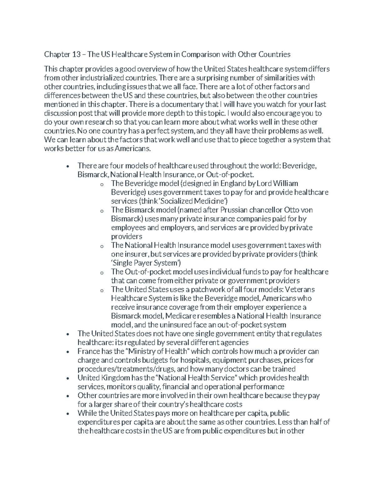 Chapter 13 - Chapter 13 – The US Healthcare System in Comparison with ...