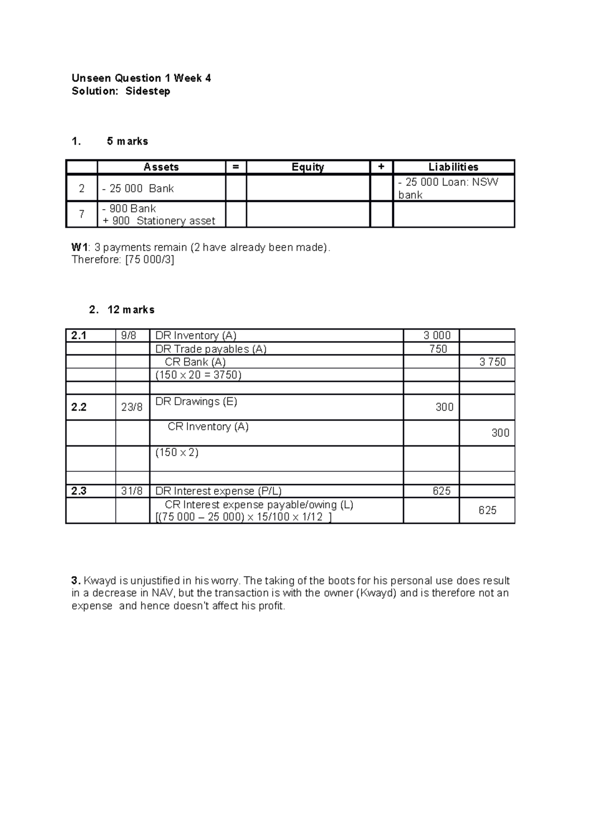 Solution - Unseen Q1 - Unseen Question 1 Week 4 Solution: Sidestep 5 ...