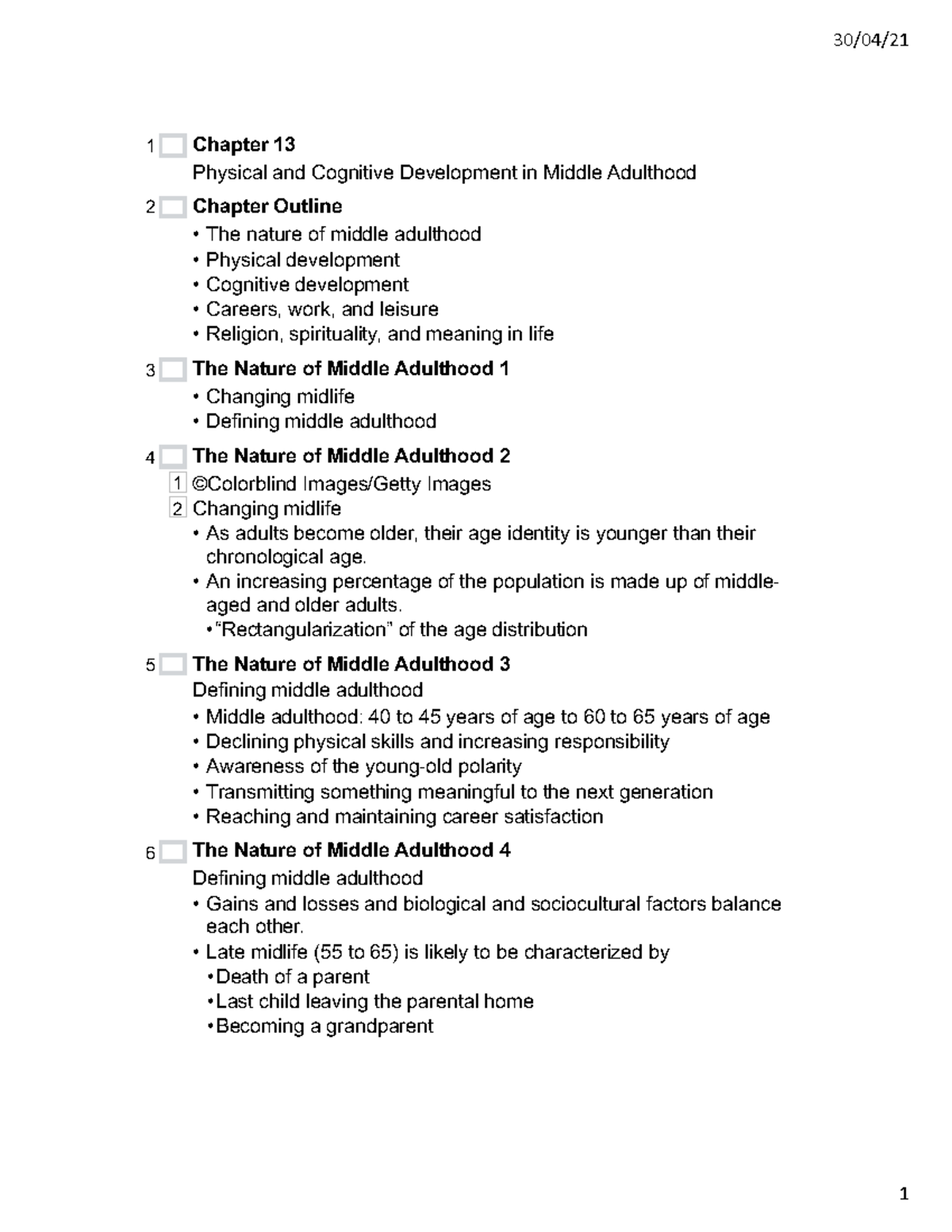 CH 13 Psych - Lecture notes 13 - Chapter 13 Physical and Cognitive ...