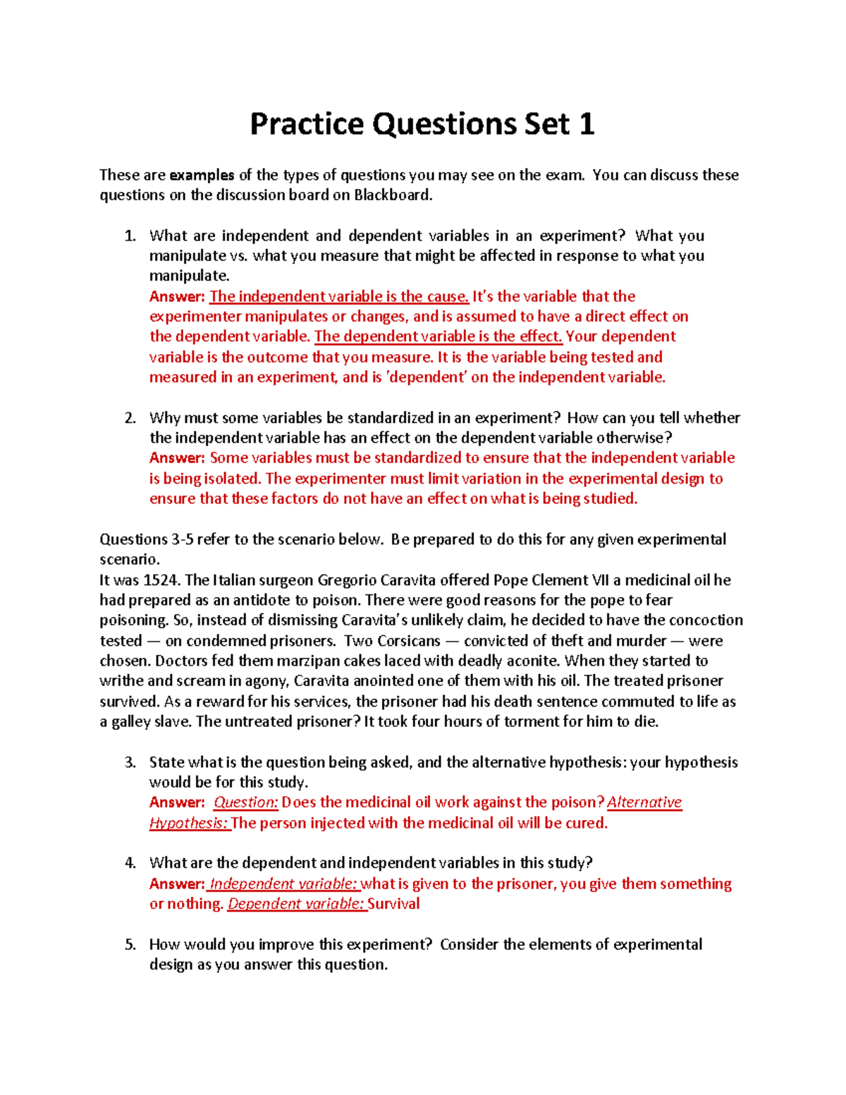 Practice Questions Set 1 - You can discuss these questions on the ...