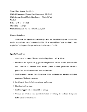 NCMA218 Midterm - Bachelor of Science in Nursing 2 YC NCMA 218 : BSN 2 ...