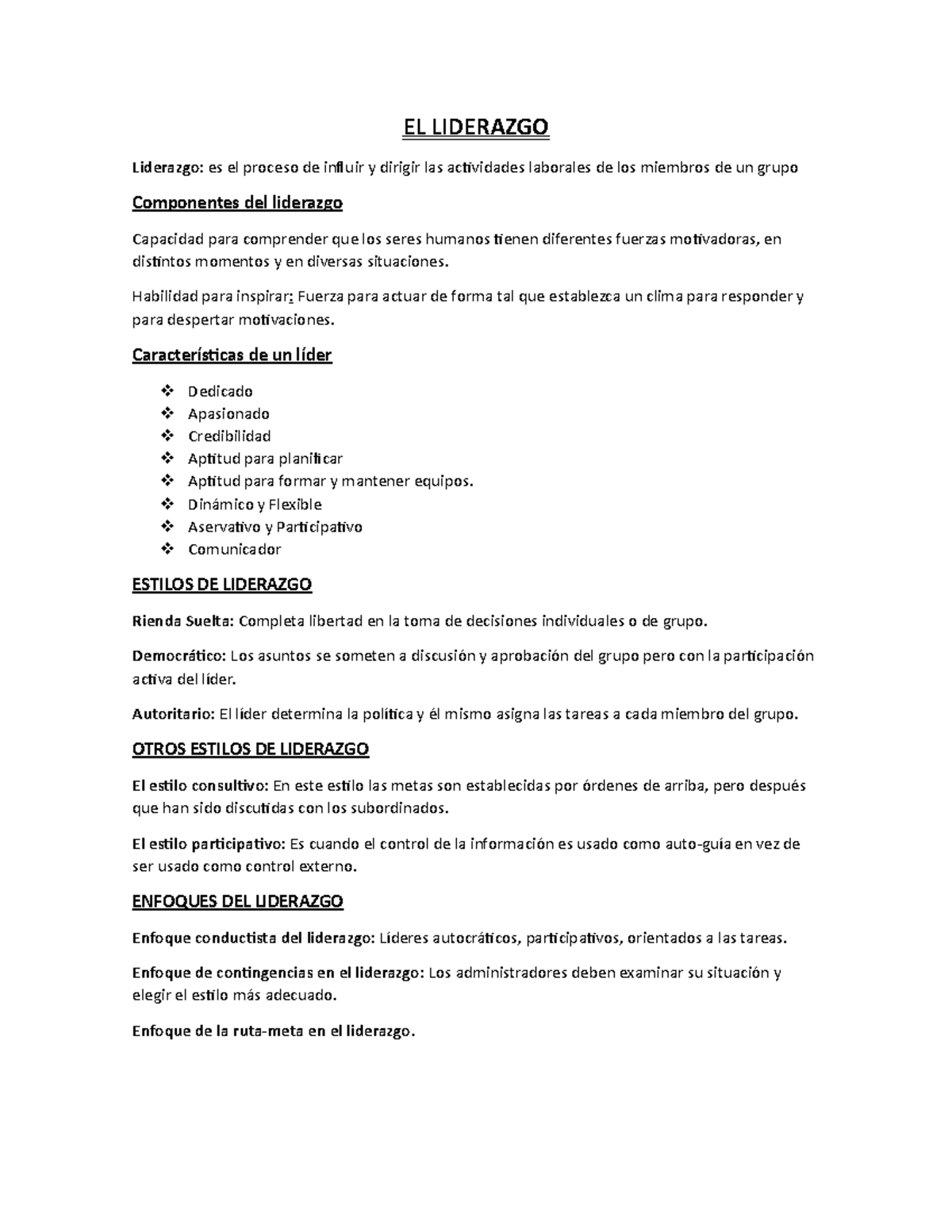 GUIA Admin. II Parcial - Documentoo - EL LIDERAZGO Liderazgo: Es El ...