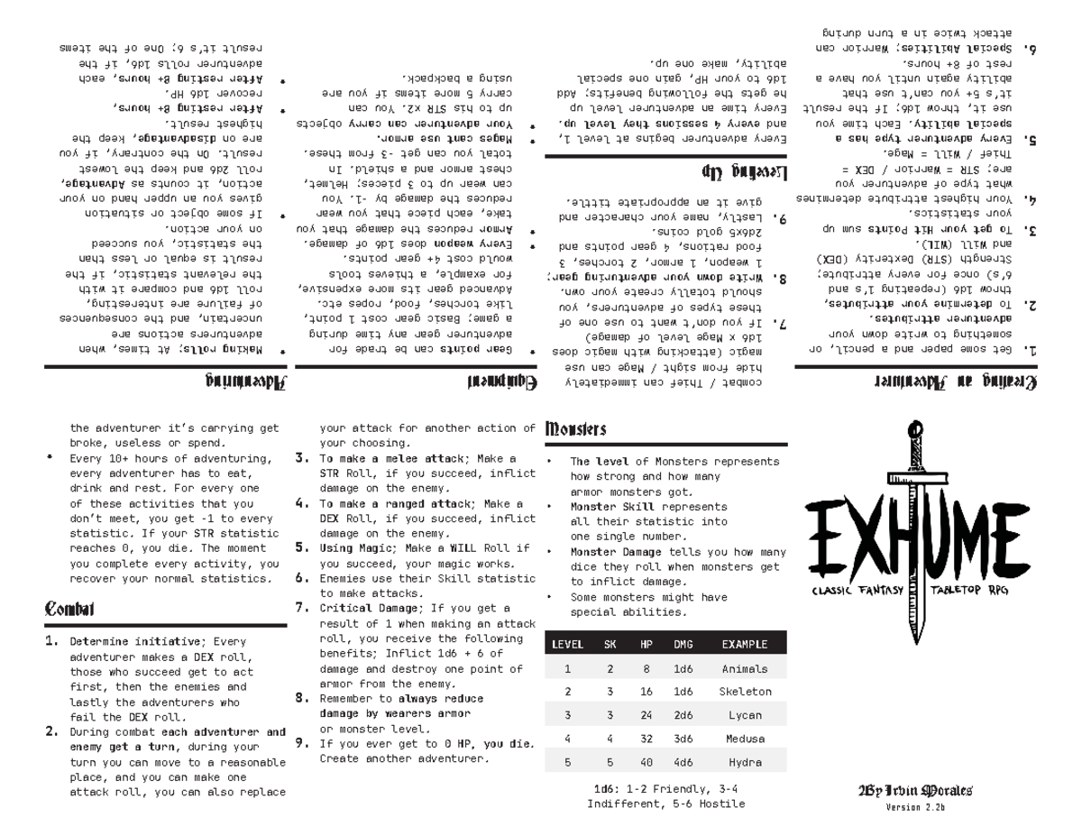 Exhume ENG 2 - planos - By Irvin Morales Version 2 LEVEL SK HP DMG ...