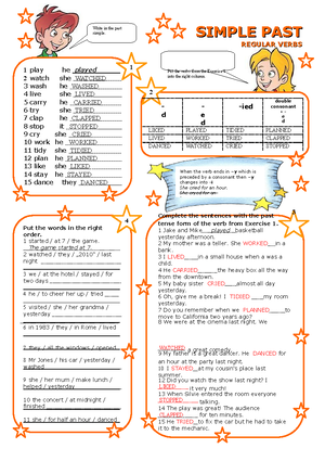 Simple past regular verbs - Write in the past simple. SIMPLE SIMPLE  PASTPAST REGULAR - Studocu