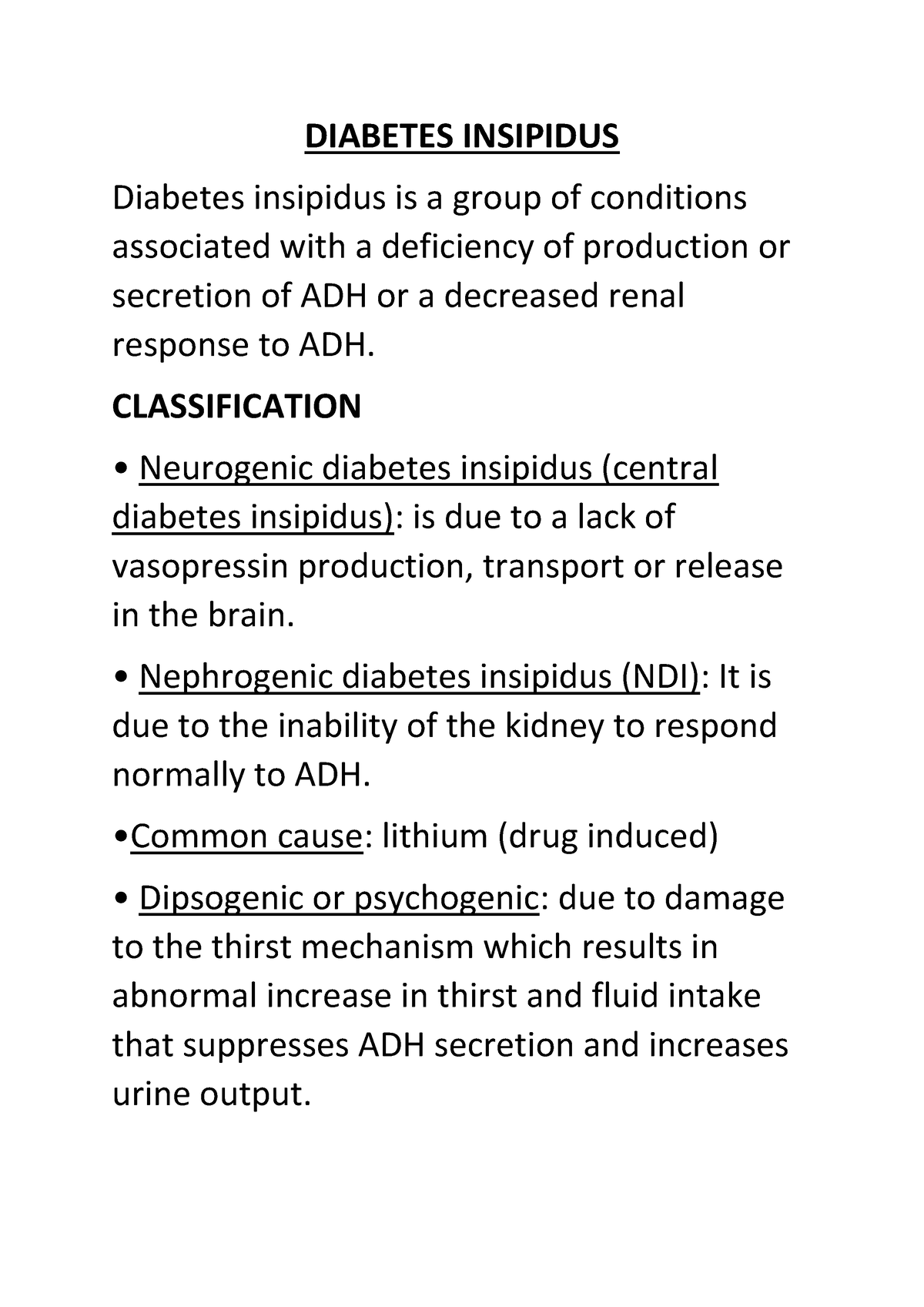 Diabetes Insipidus - INC Syllabus, useful, endocrine system disorders ...