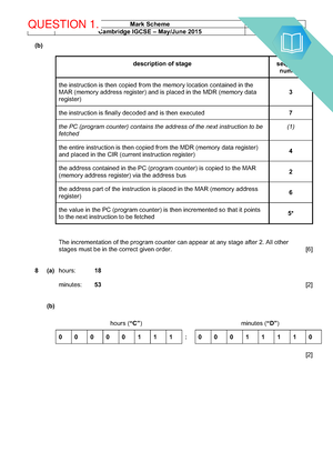 IGCSE Computer Science - © UCLES 2015 0478/11/M/J/ 8 An Alarm Clock Is ...