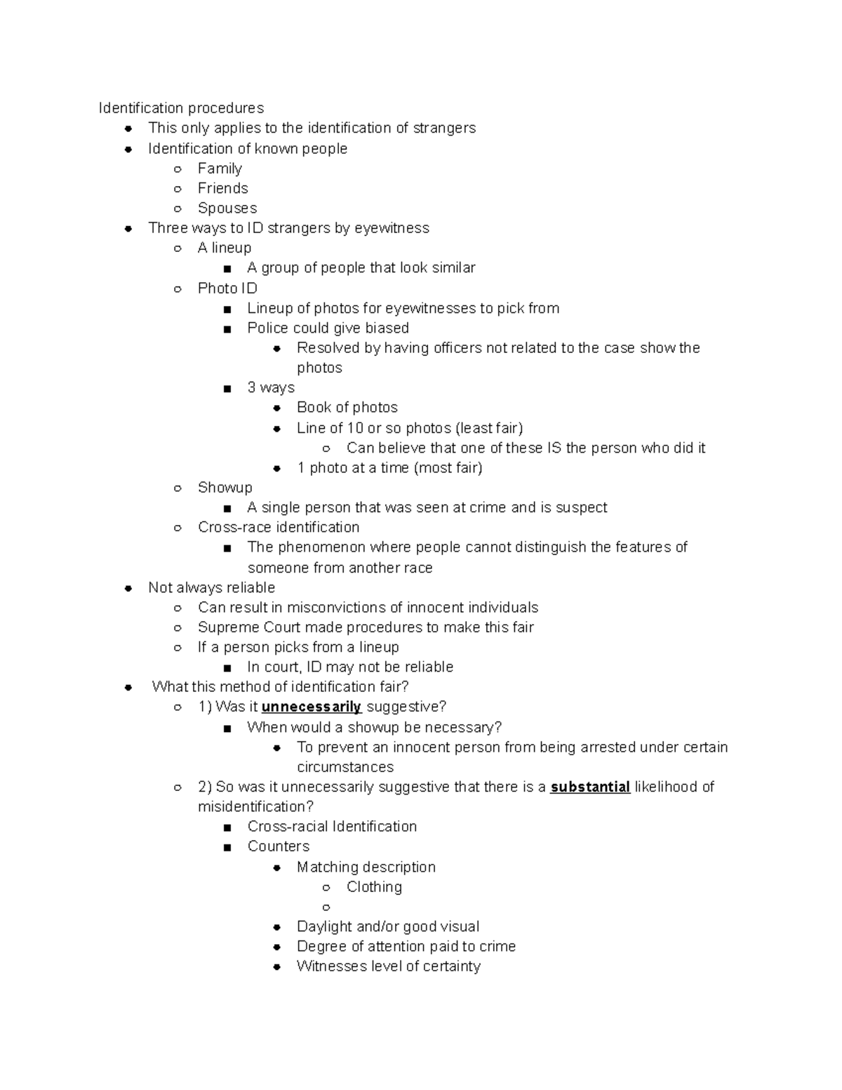 Chapter 9 - Identification procedures This only applies to the ...