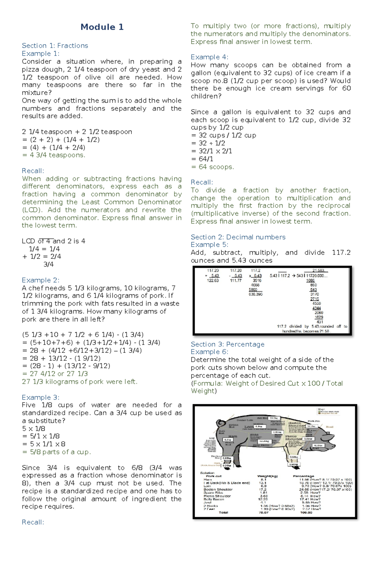 Culmathreviewer Happy birthday Module 1 Section 1 Fractions