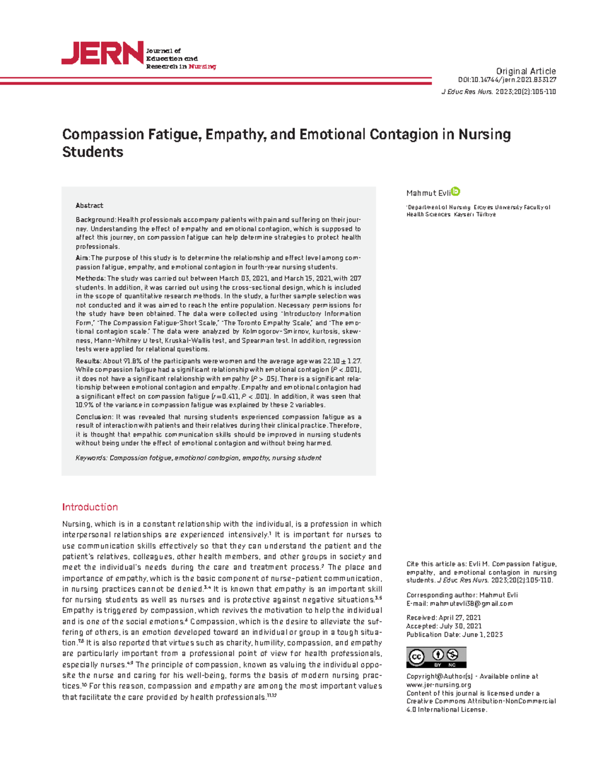 Source 4 Compassion fatigue nursing students - Journal of Education and ...