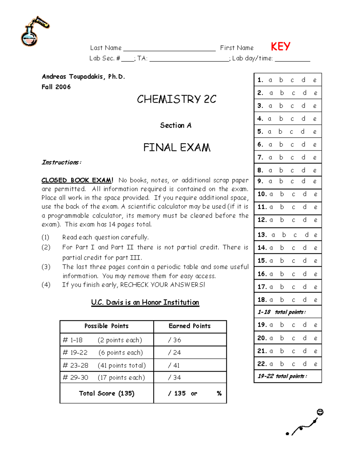 2C Final F06 KEY - practice from 2006 - Last Name ...