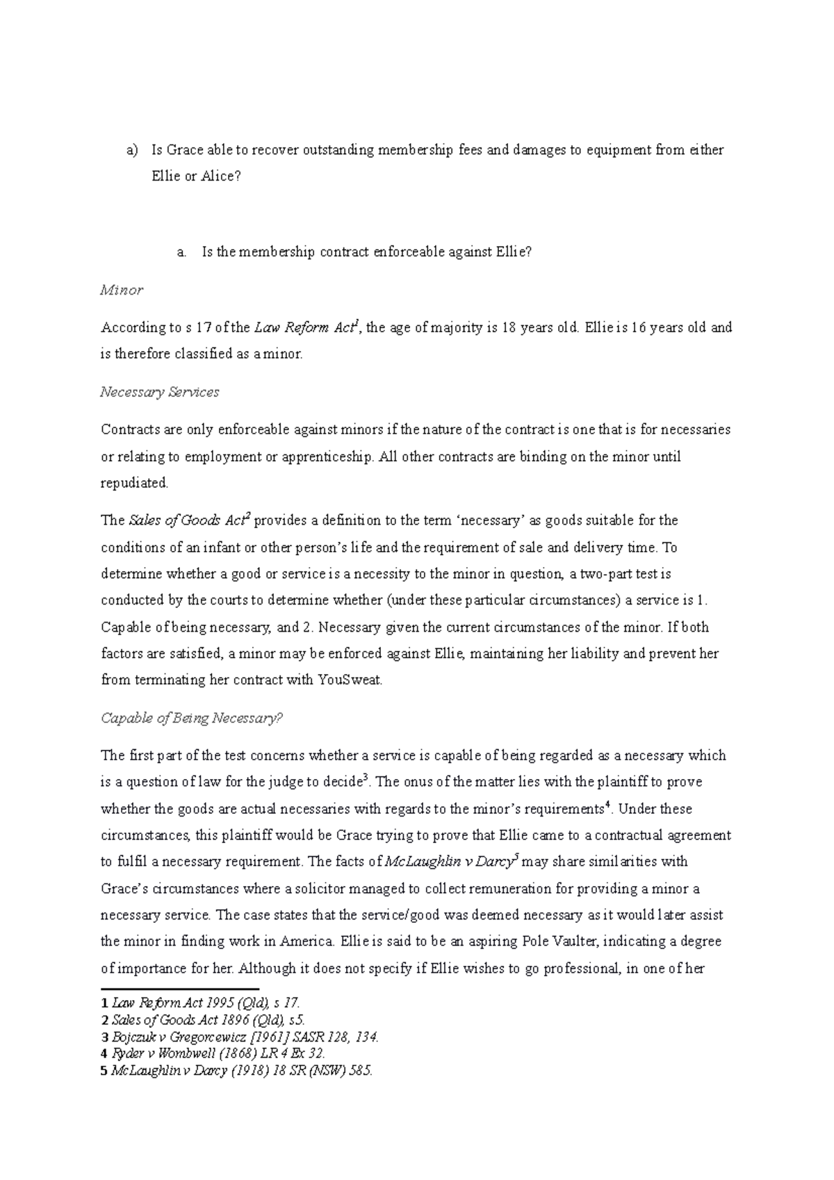 LLB202 Assignment - Contract Interpretation - a) Is Grace able to ...