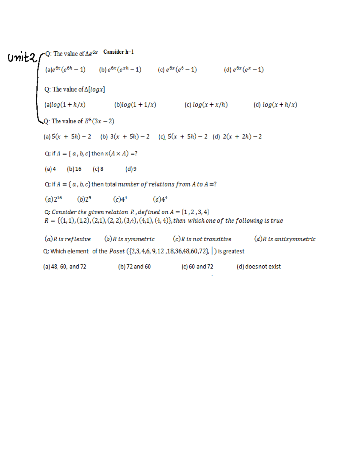 Unit 3 MCQS - MCQ For Practice - Discrete Mathematics - Studocu