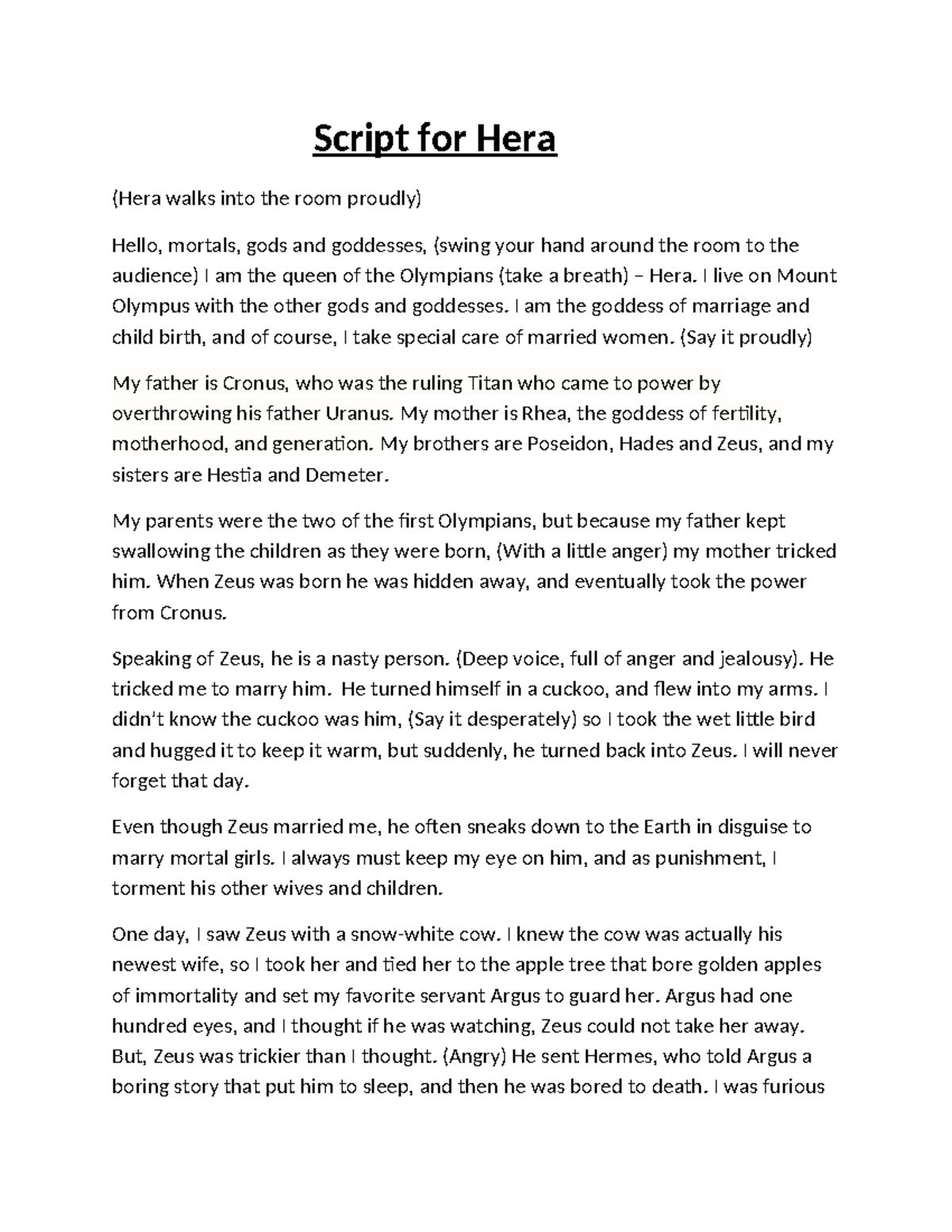Hera-script-final-15t39u4 - Script for Hera (Hera walks into the room ...