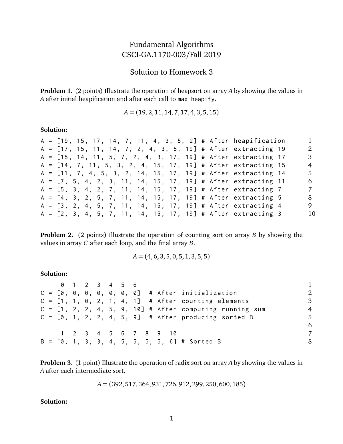 Hw03solution - Assignment 3 - Fundamental Algorithms CSCI-GA-003/Fall ...