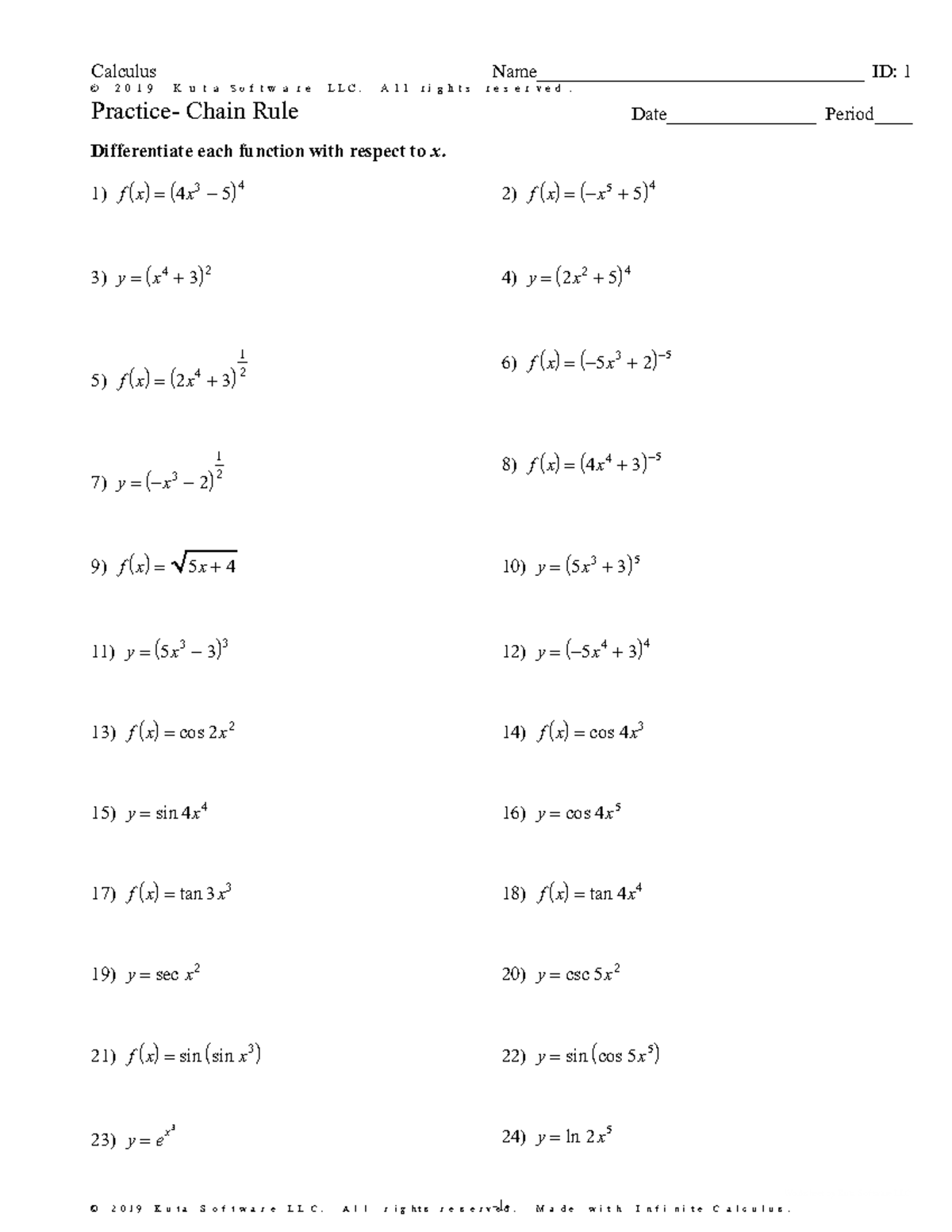 Practice- Chain Rule - hehe - ©k S 2 R 0 j 1 ] 9 A cKLuEt[aO ...