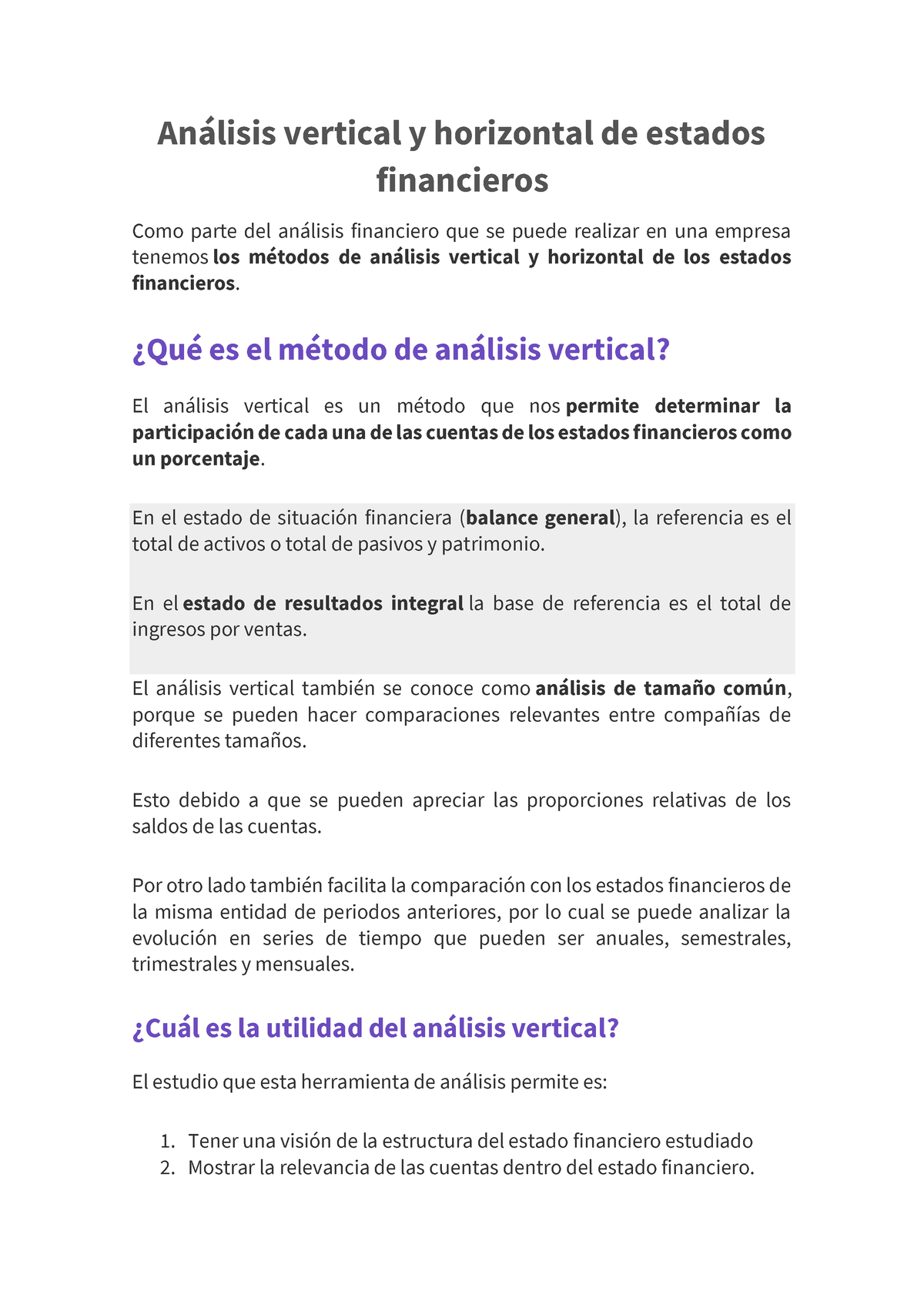 An Lisis Vertical Y Horizontal De Estados Financieros Anlisis Vertical Y Horizontal De