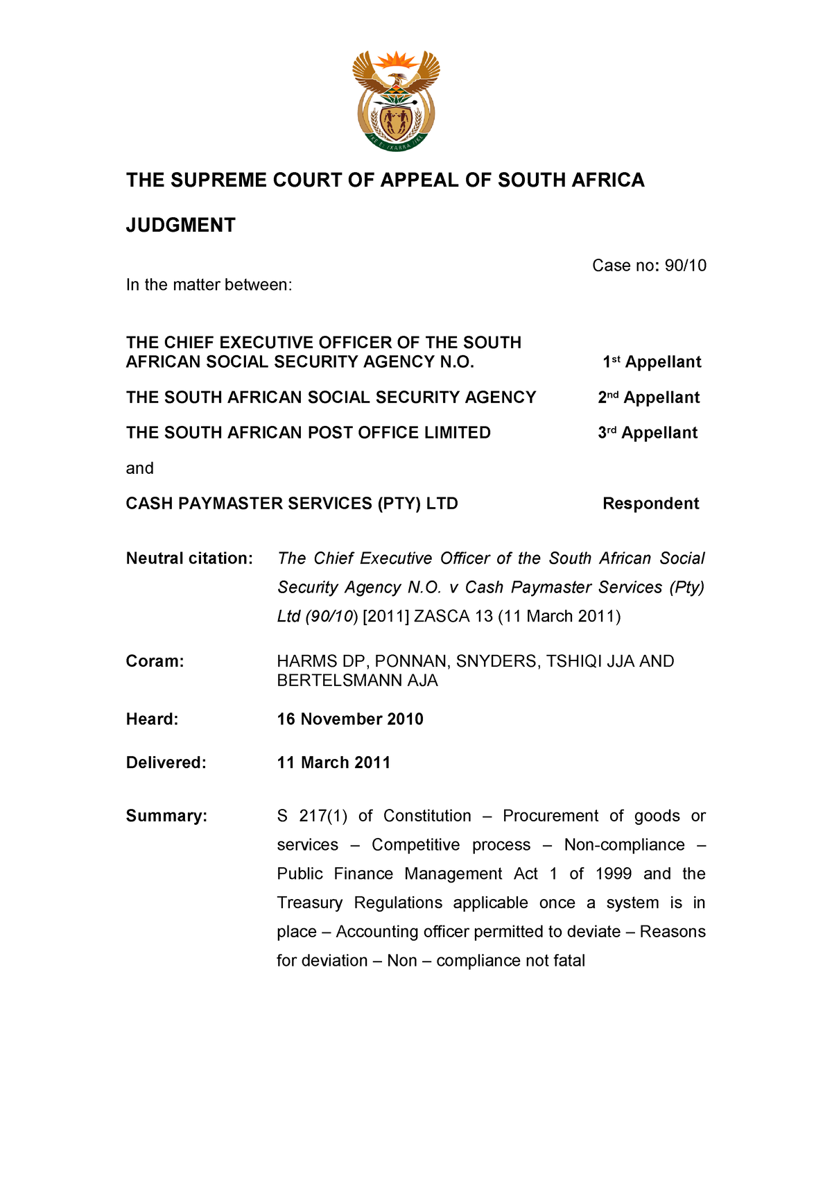 CEO - idk - THE SUPREME COURT OF APPEAL OF SOUTH AFRICA JUDGMENT In the ...