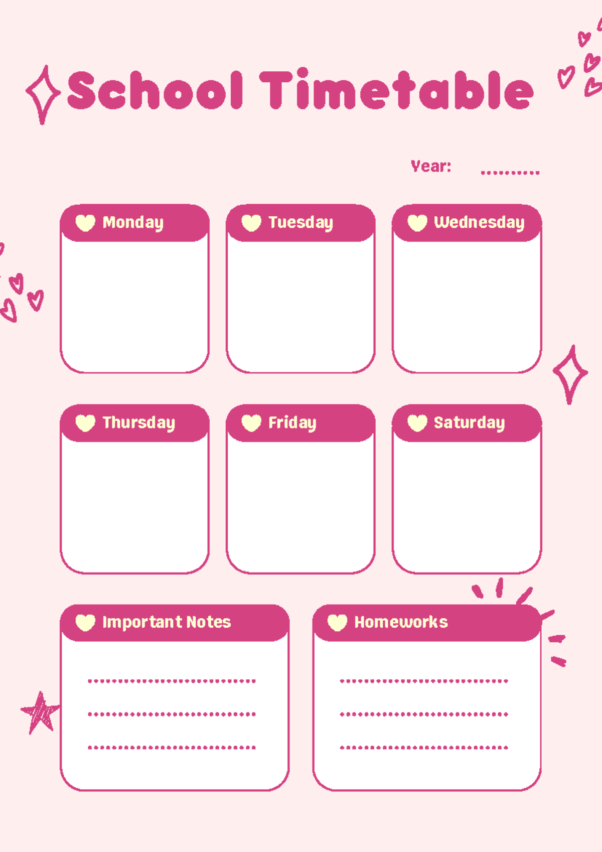 Pink Beige Playful Doodle School Timetable - Film And Video Documentary ...