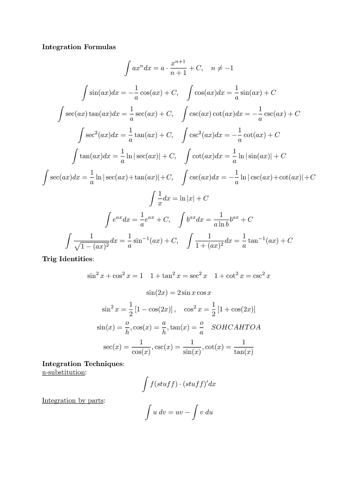 formula-list-class-handout-notes-integration-formulas-axndx-a-xn-n-1-c-n-6-1