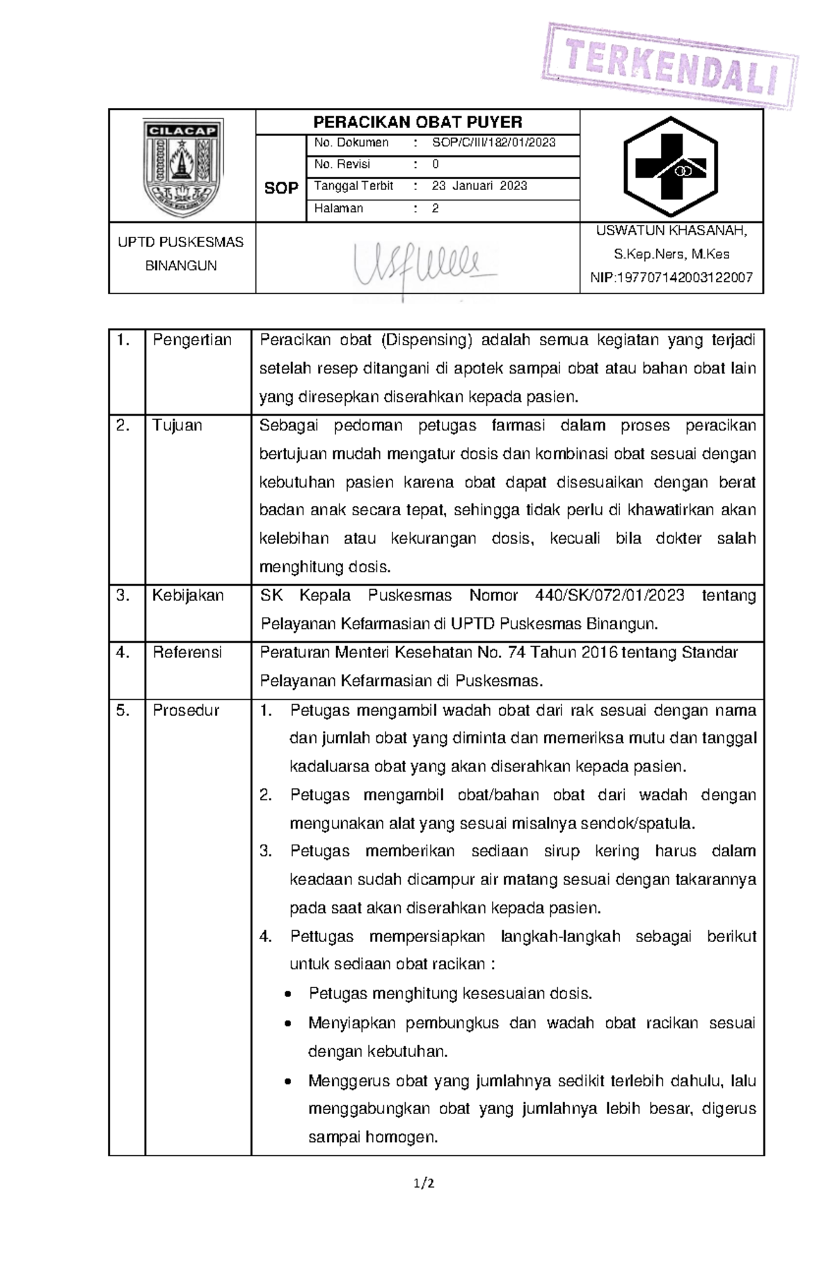 SOP Peracikan OBAT 1 / Pengertian Peracikan obat (Dispensing) adalah