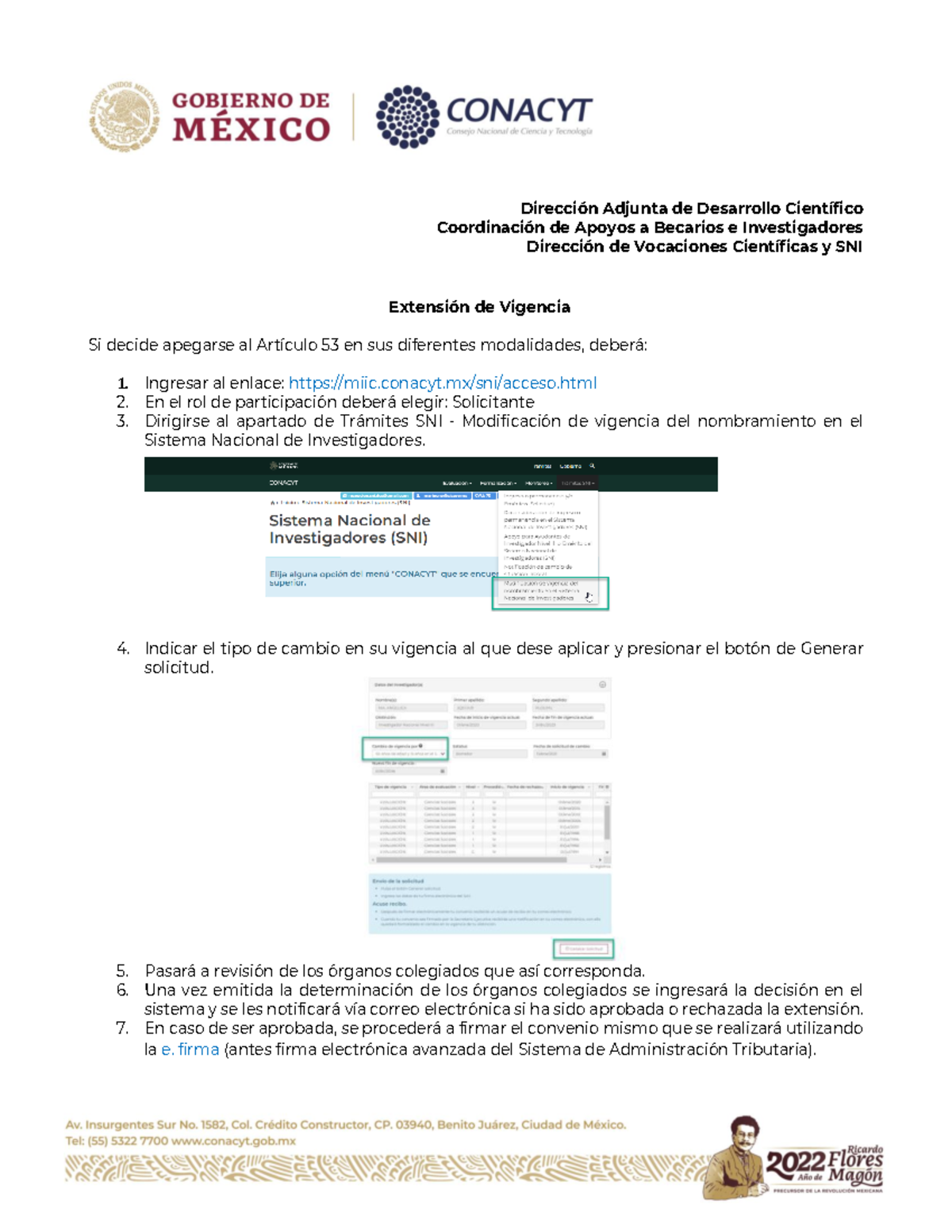 Guia para extension de vigencia otras modalidades Dirección Adjunta