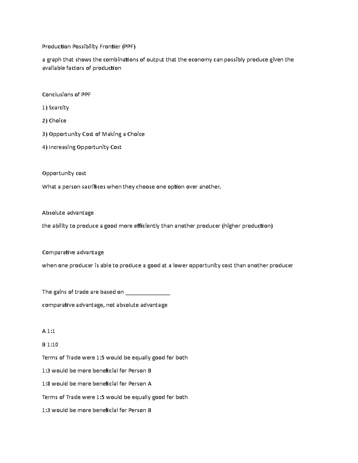 Microeconomics Notes - Production Possibility Frontier (PPF) a graph ...