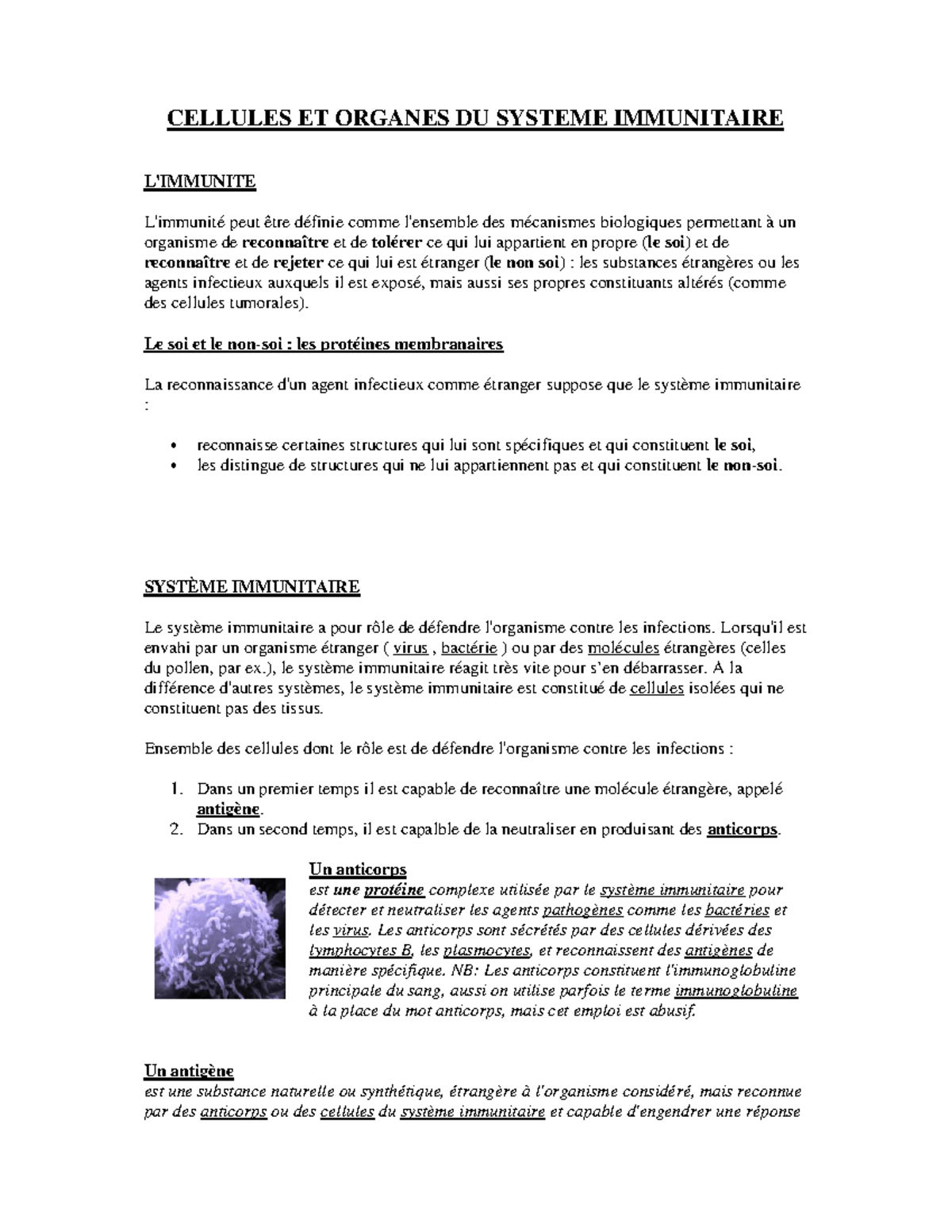 Cellules et Organes du Système Immunitaire - CELLULES ET ORGANES DU ...