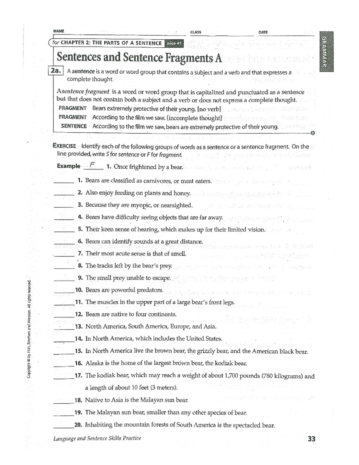 Grammar Workbook Chapter 2 (1) - Studocu