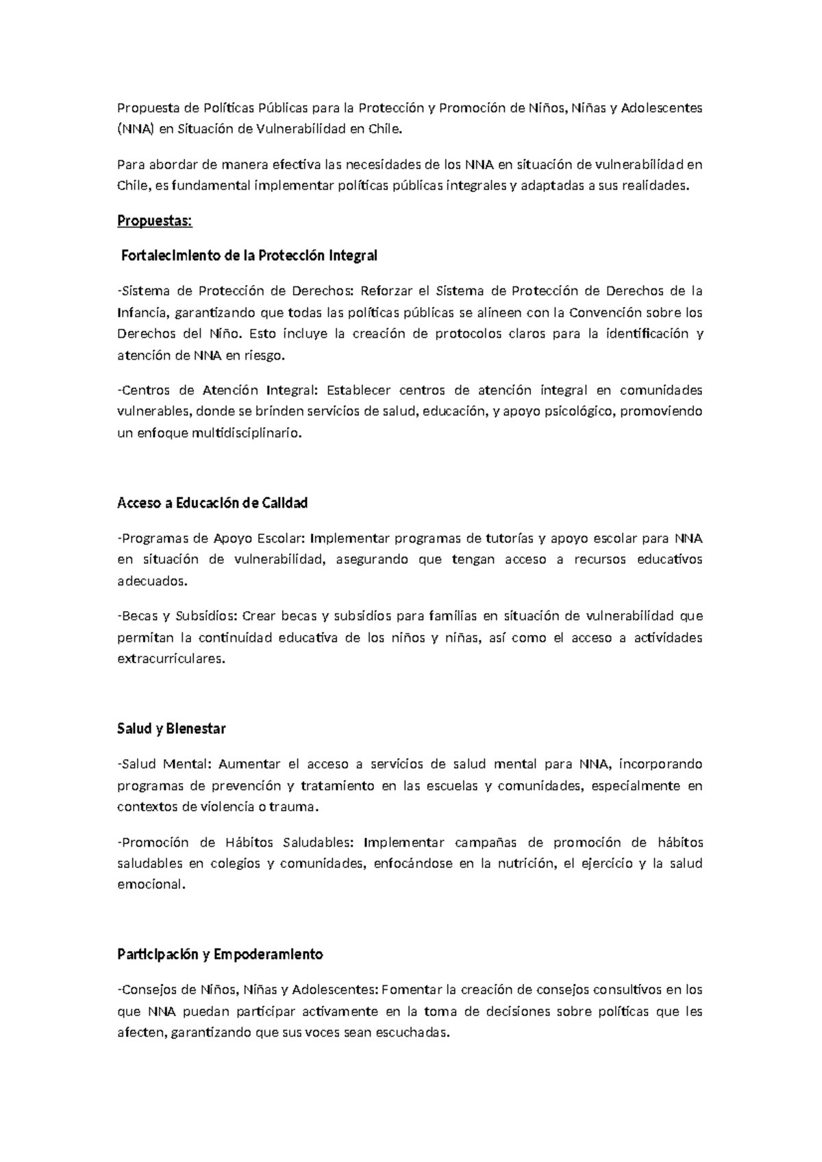 NNA- Politicas Publicas - Propuesta de Políticas Públicas para la ...