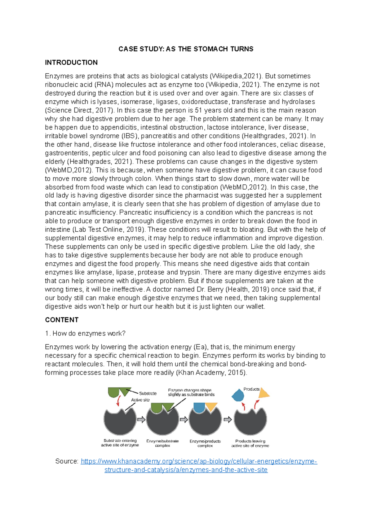 CASE Study Report BIO150 - Applied Sciences - UiTM - Studocu