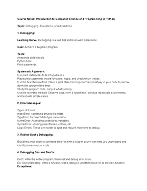 MIT 6.0001 Introduction to Comp Sci and Programming in Python - Study ...