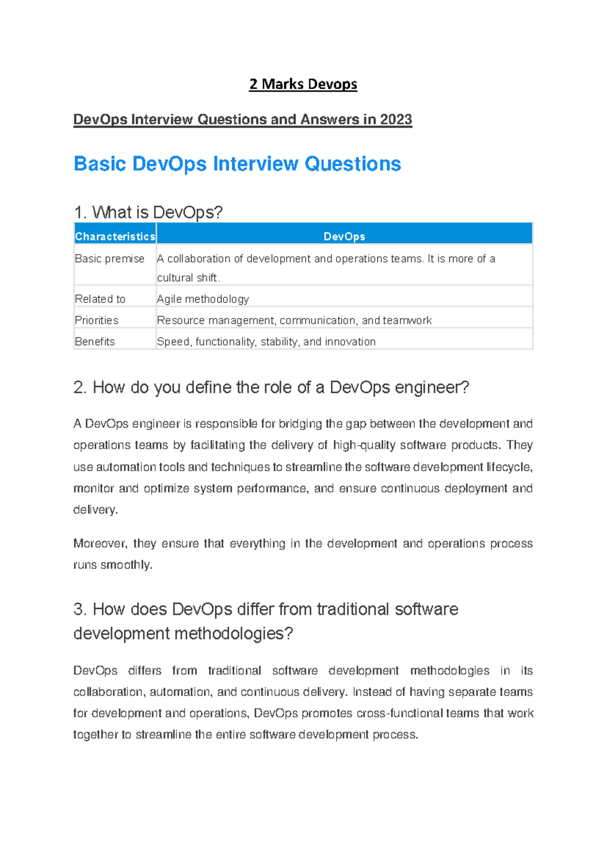 Devops 2 Marks Questions - 2 Marks Devops DevOps Interview Questions ...