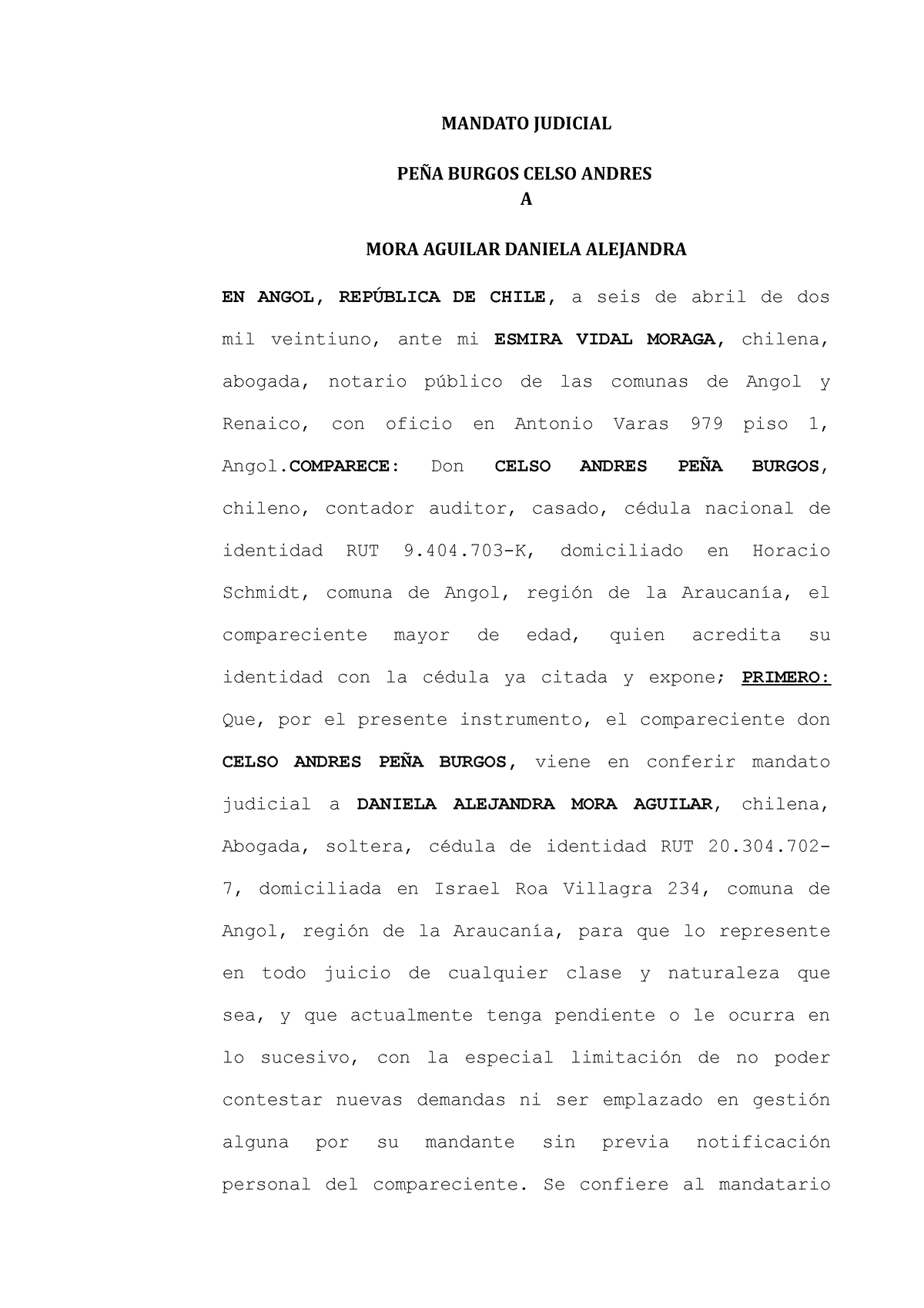 Modelo De Escrito De Mandato Judicial Otorgado En Doc 1557