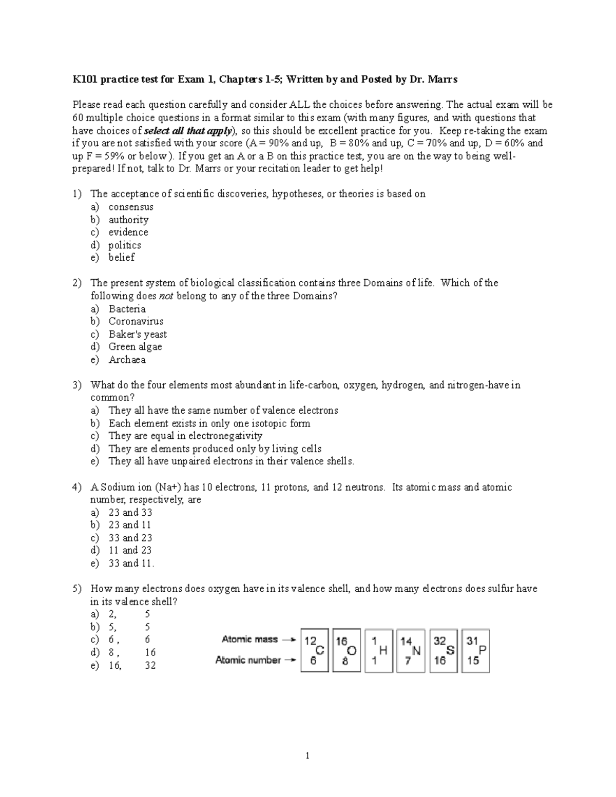 K101 Practice Exam 1 - K101 practice test for Exam 1, Chapters 1-5 ...