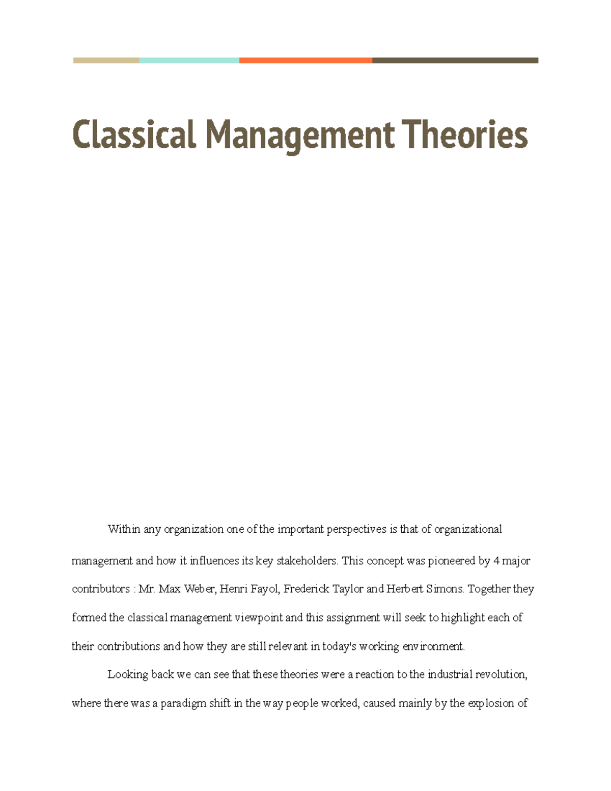 case study on classical management theory