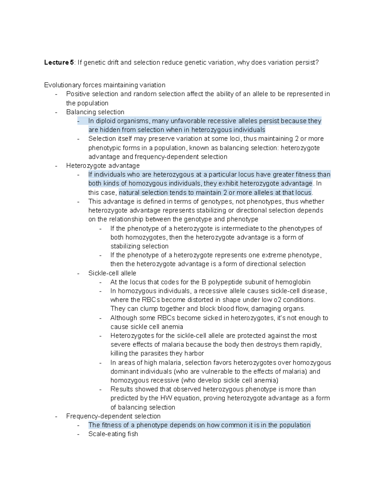 Evolution Pt. 3 - Lecture notes 5-7 - Lecture 5 : If genetic drift and ...