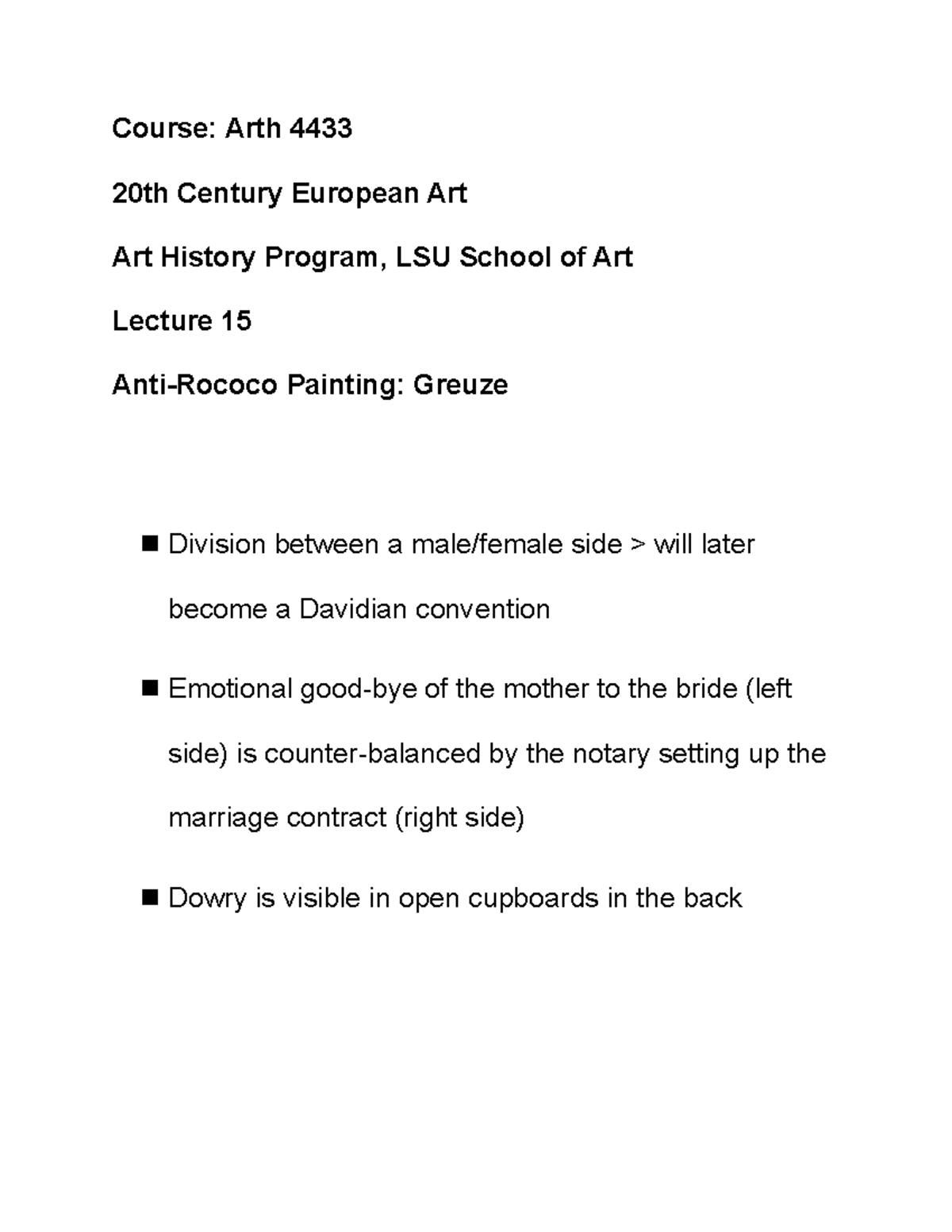 Anti-Rococo Painting - Art history transcription from ppt - Course ...