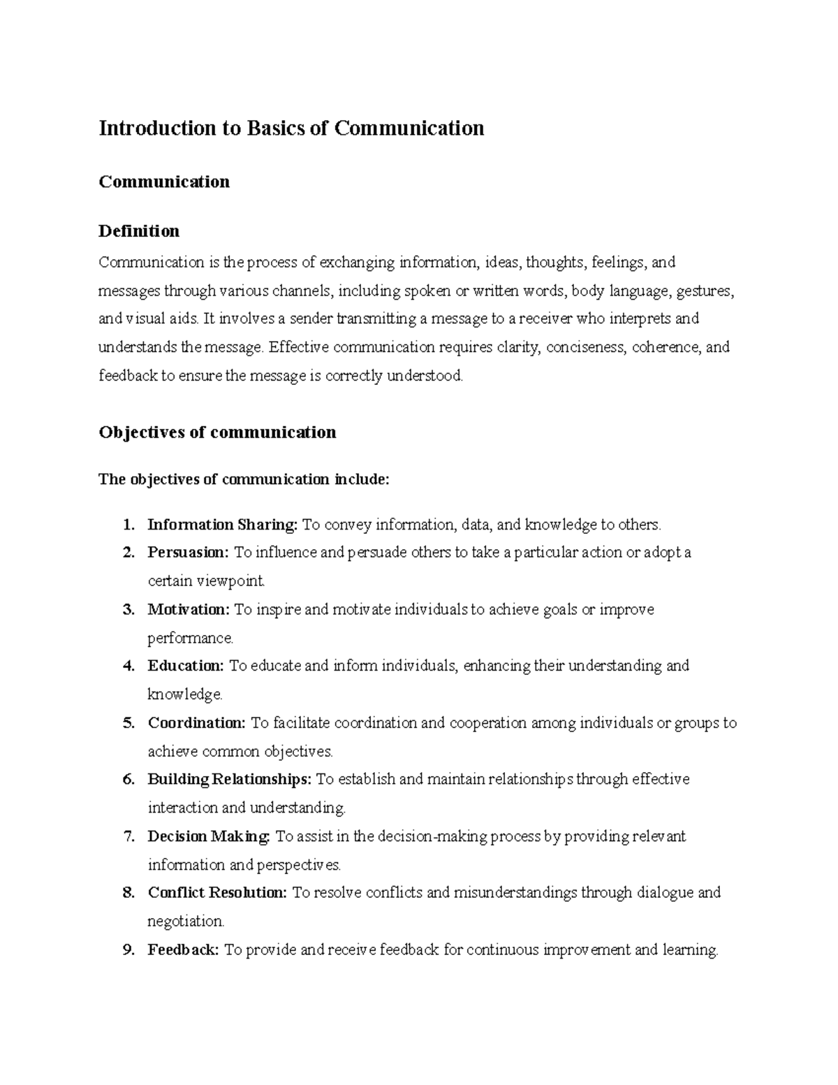 Introduction to Basics of Communication - Introduction to Basics of ...