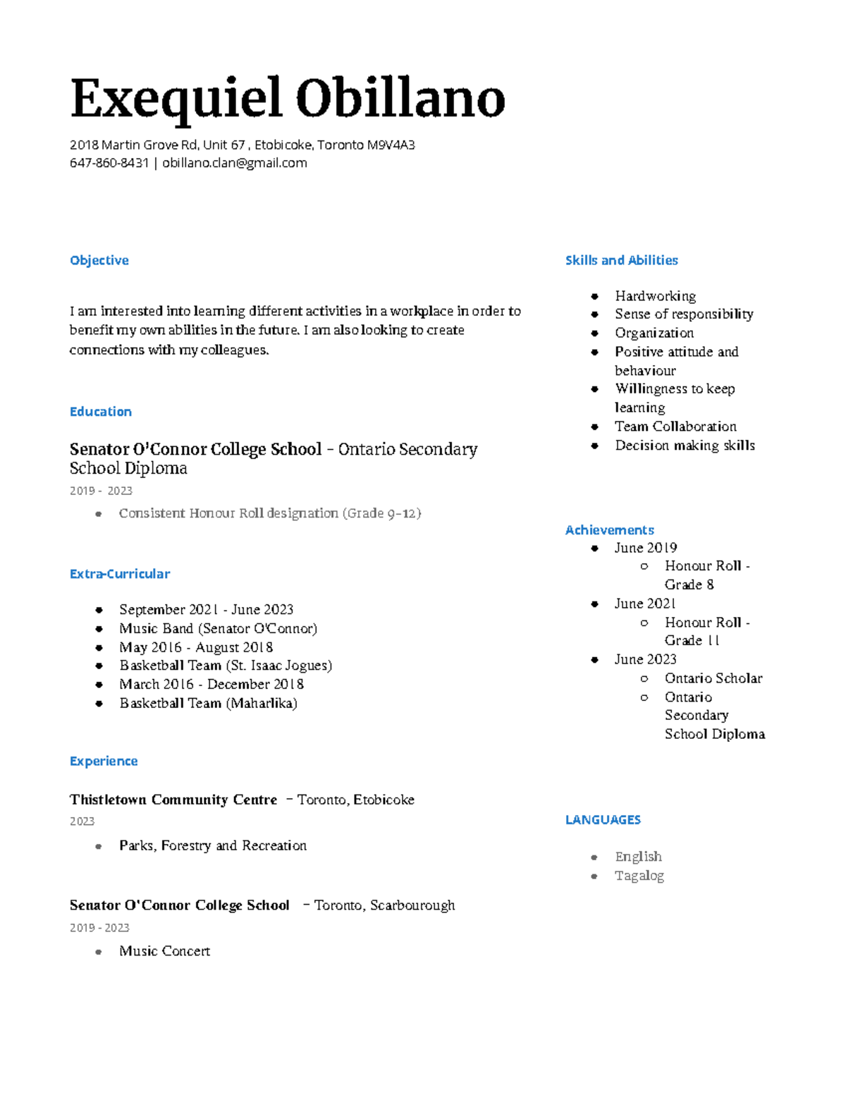 resume help etobicoke