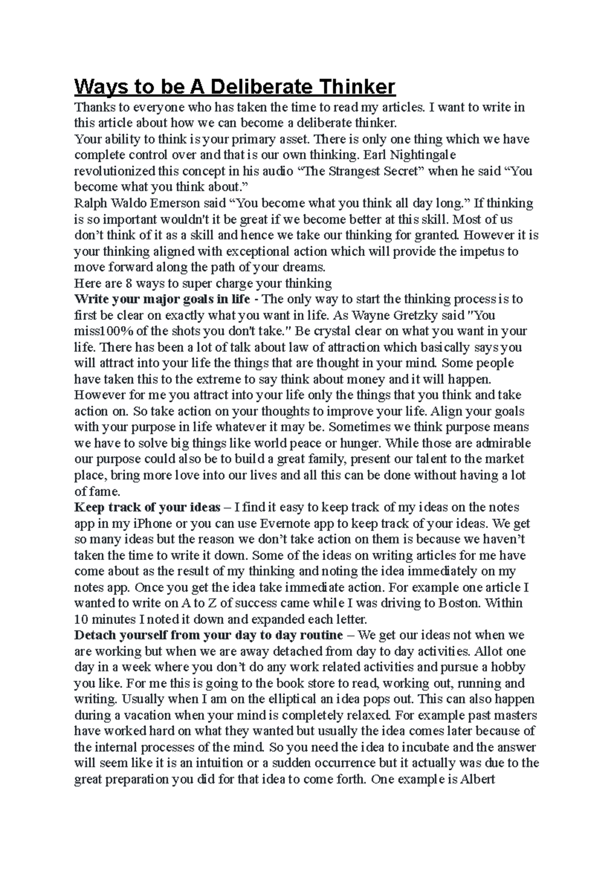 8 Ways to be A Deliberate Thinker - Ways to be A Deliberate Thinker ...