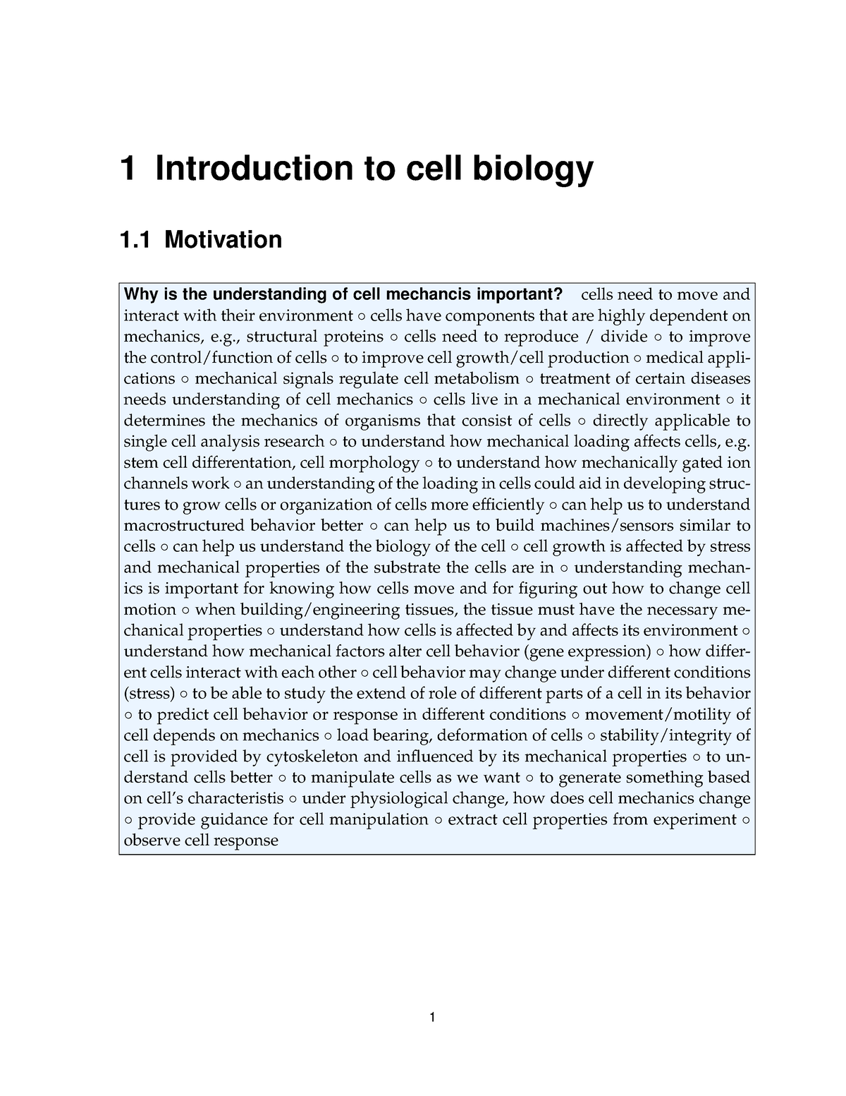 introduction to cell biology assignment